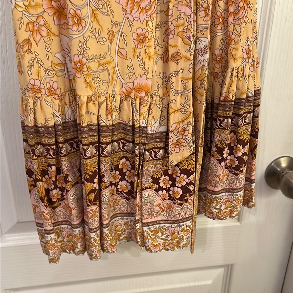 Floral Yellow and Brown Dress - Picture 6 of 11